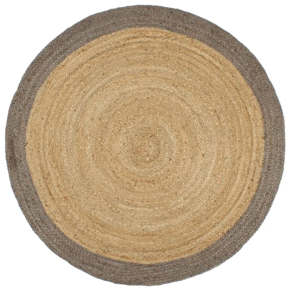 Ručne vyrobený jutový koberec so sivými okrajmi 180 cm