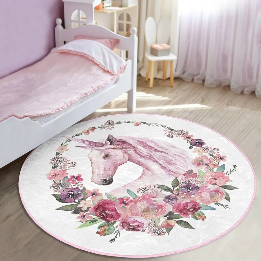 Ružový detský koberec ø 100 cm Comfort – Mila Home