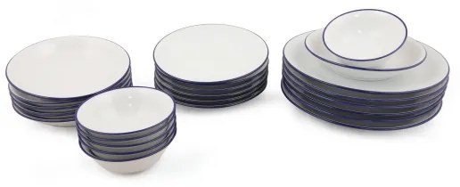 Jedálenská súprava 24 ks biela/modrá/porcelán