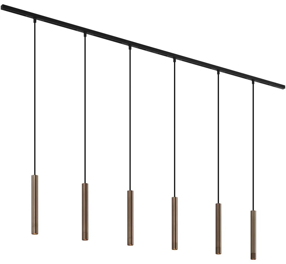 Moderný koľajnicový systém s 6 závesnými svetlami bronzový 1-fázový - Slimline Keno