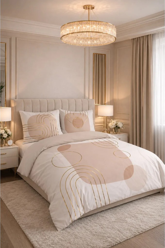 Matex Luxusné bavlnené saténové obliečky 140x200 + 70x90 cm - Prestige "Piesočná elegancia"