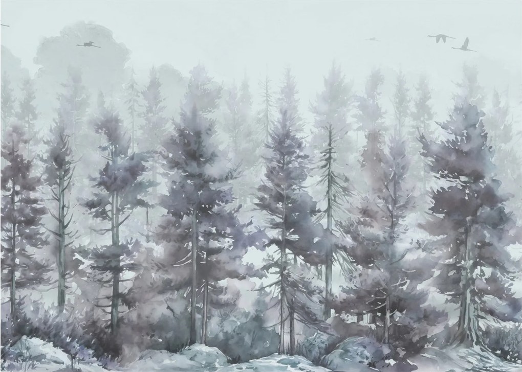 Obraz - Borovicový les II., aquarel (70x50 cm)