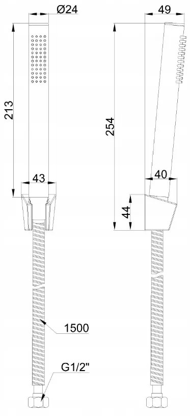 Invena Alonia, ručná sprchová súprava, 1-funkcia, čierna lesklá, INV-AU-70-M04-V