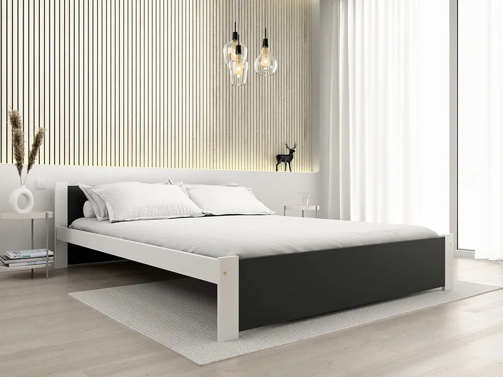 Posteľ IKAROS 140 x 200 cm, antracit/biela Rošt: S lamelovým roštom, Matrac: Bez matraca