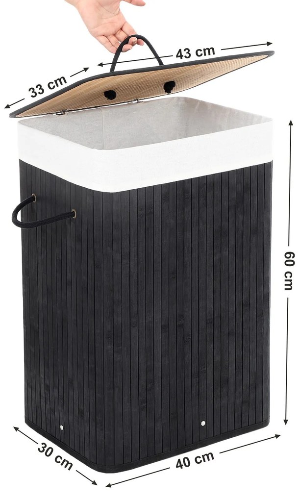 Kôš na bielizeň Donna Black 60x40x30 cm