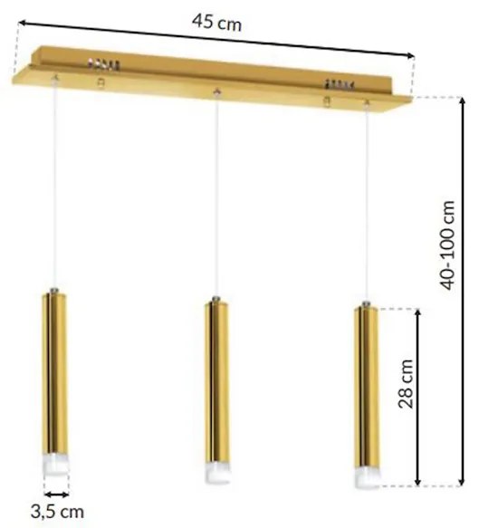 Závesné svietidlo Goldie, 3x zlaté kovové tienidlo, g