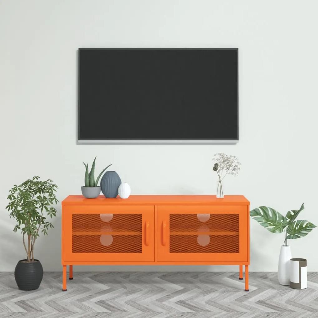 TV skrinka oranžová 105x35x50 cm oceľ 336237