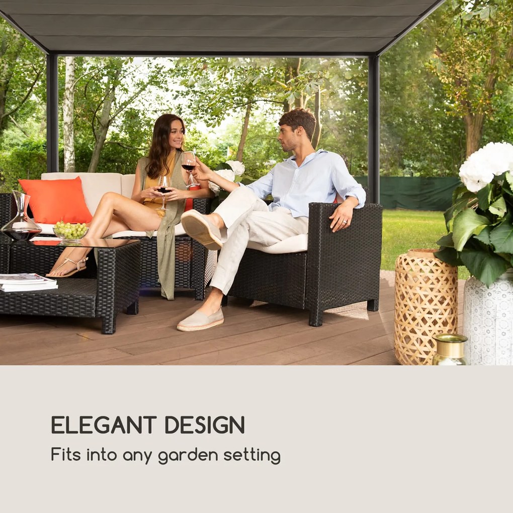 Blumfeldt Pantheon RemoteShade, pergola, motorizovaná strecha, 3 x 3 m, 280 g/m², sivá