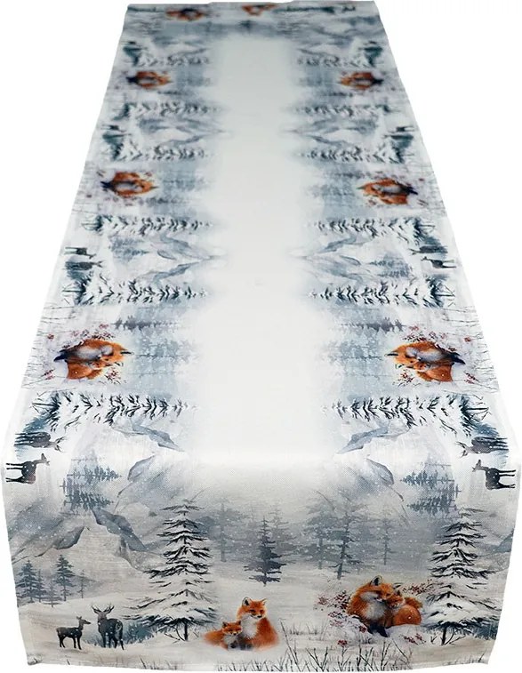 Obrus líšky v zimnom lese 40 × 140 cm