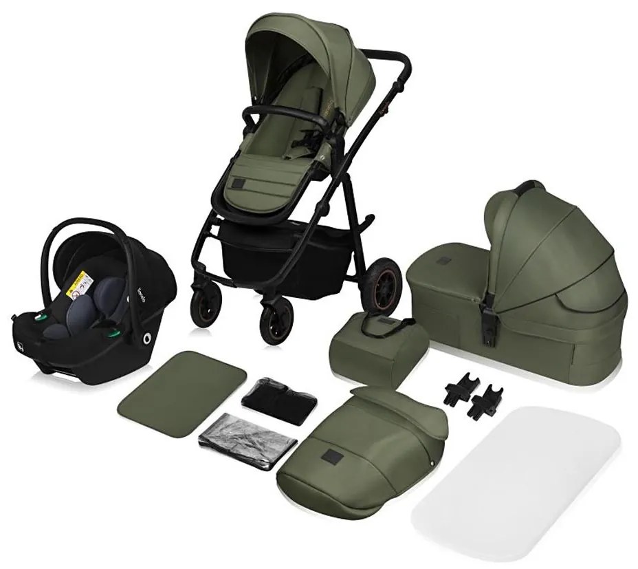 Lionelo - Kombinovaný kočík 3v1 AMBER PLUS Zelený les
