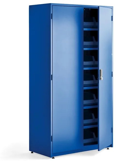 Dielenská skriňa na náradie Supply s el. zámkom, 1900x1020x500 mm, modrá
