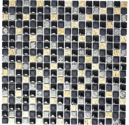 Mozaika z prírodného kameňa XRS S3K čierna/meď 30 x 30 cm