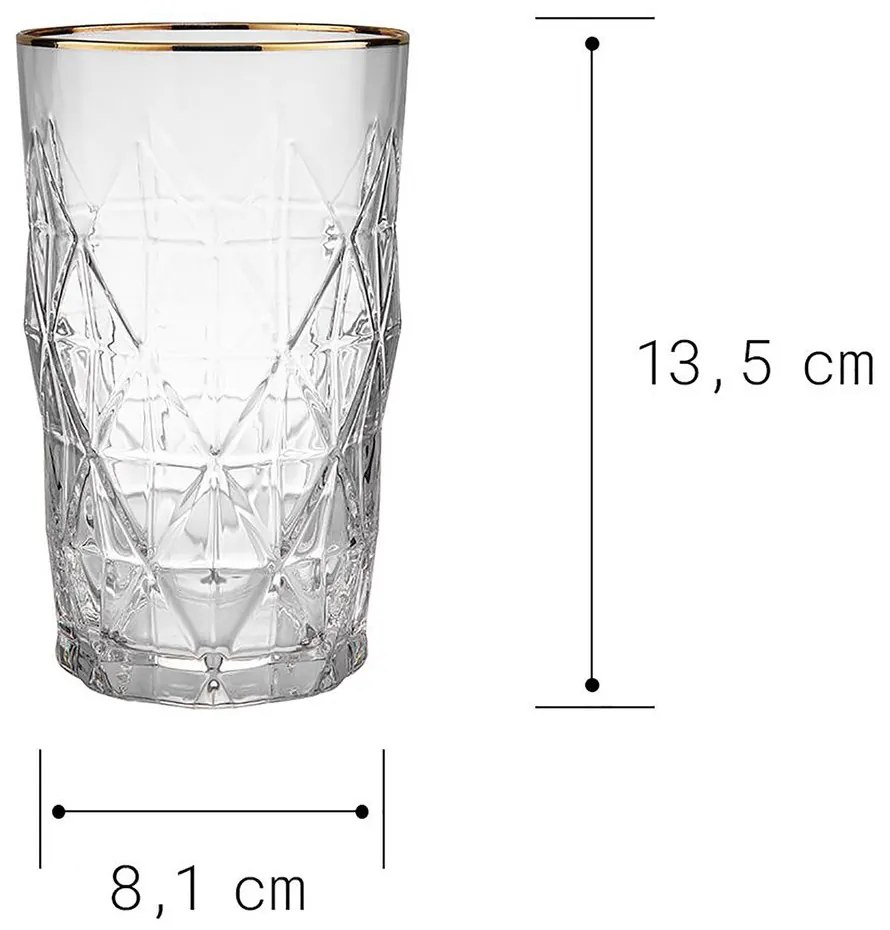 UPSCALE Pohár na long drink so zlatým okrajom 460 ml - číra/zlatá