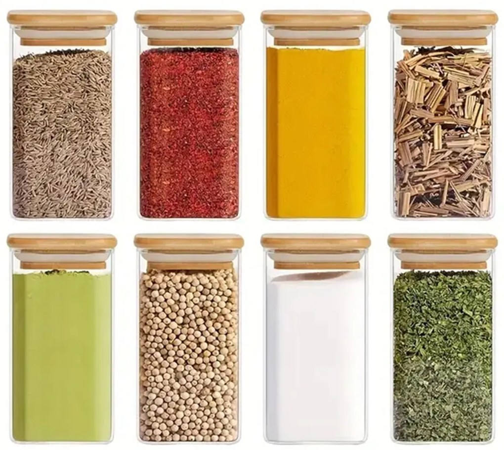 Orion Korenka, sklenená hranatá s bambusovým viečkom, CUBE 200ml