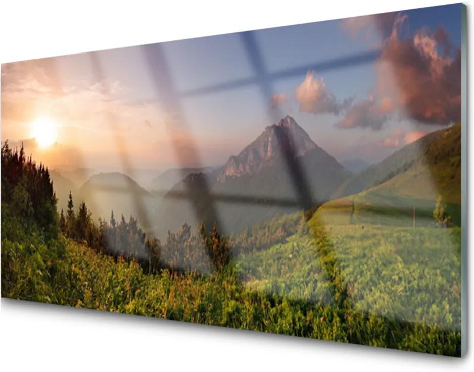 Obraz na akrylátovom skle Sklenený Hora Les Príroda