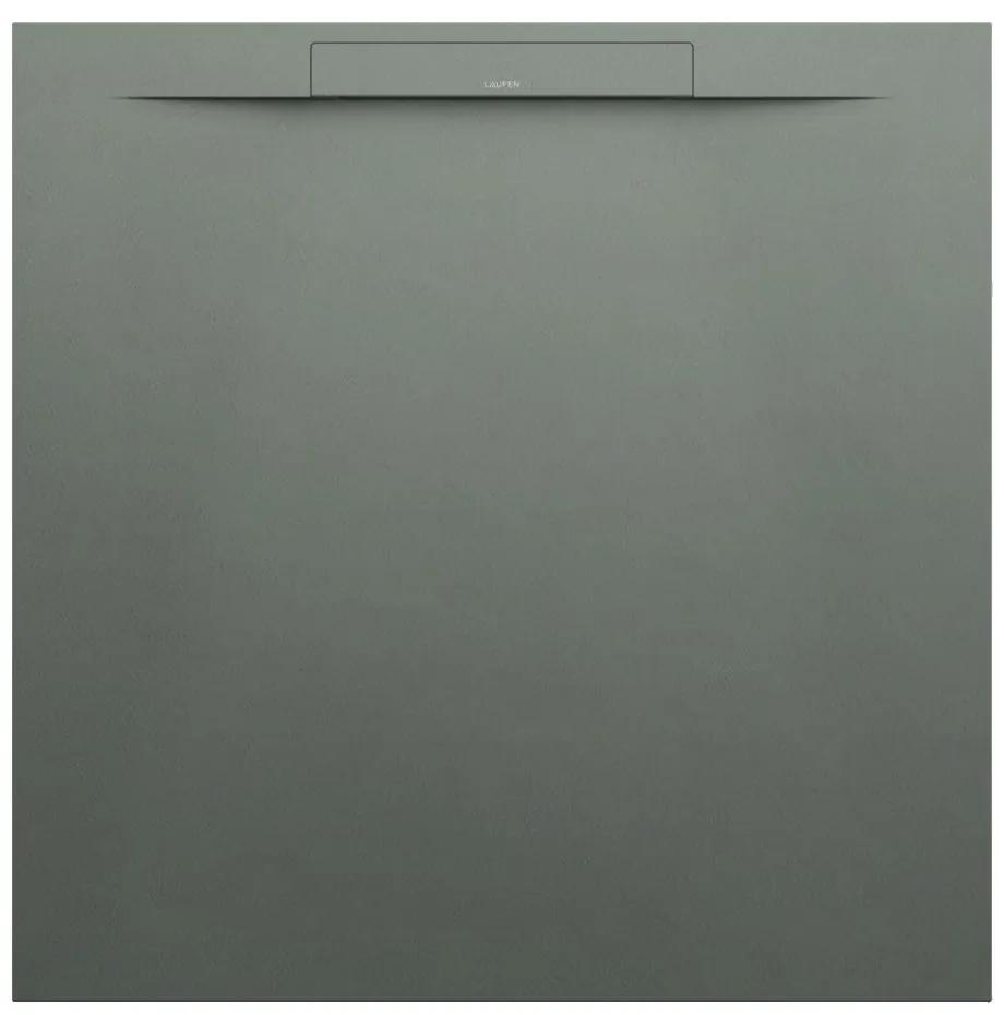 LAUFEN Pro S štvorcová sprchová vanička z materiálu Marbond, lineárny odtok na kratšej strane, 900 x 900 x 28 mm, betónová šedá, H2101800790001