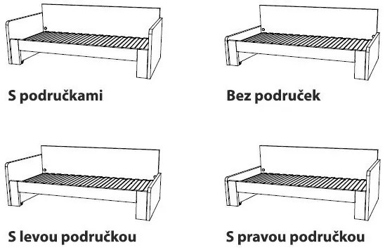 Ahorn DUOVITA 80 x 200 BK laty - rozkladacia posteľ a sedačka 80 x 200 cm s podrúčkami - dub čierny, lamino