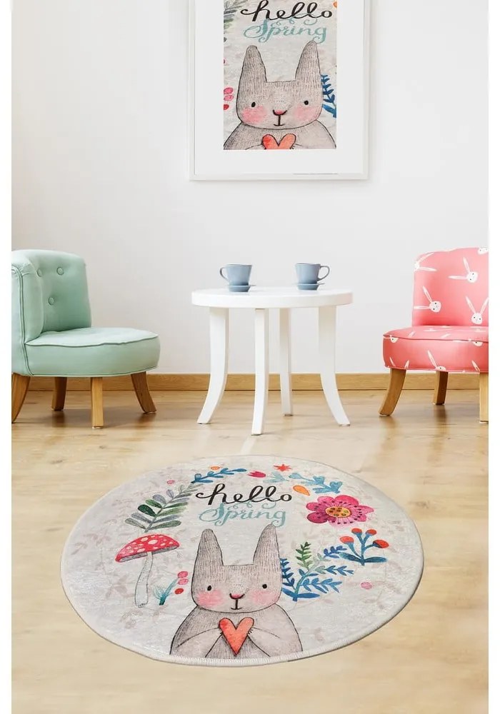 Detský protišmykový koberec Chilam Hello Spring, ø 140 cm