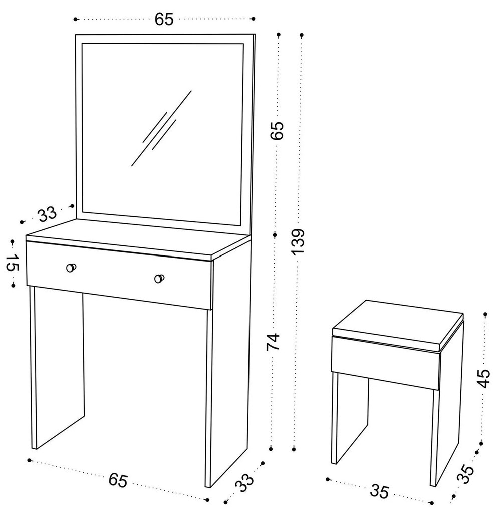 Toaletný stolík Anabella biely