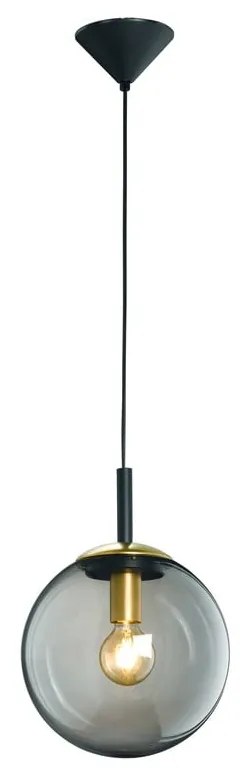 Čierne závesné svietidlo so skleneným tienidlom Dini – Fischer &amp; Honsel