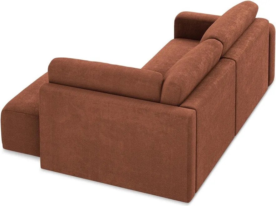 Ženilková rozkladacia/s úložným priestorom rohová pohovka v terakotovej farbe (pravý roh/do L) Kona – Makamii