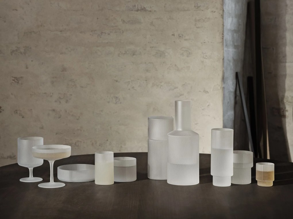 Ferm Living Poháre na šampanské Ripple Frosted 150 ml – set 2 ks