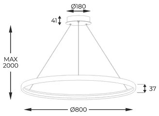 LED luster na lanku čierna CARLO 80 cm
