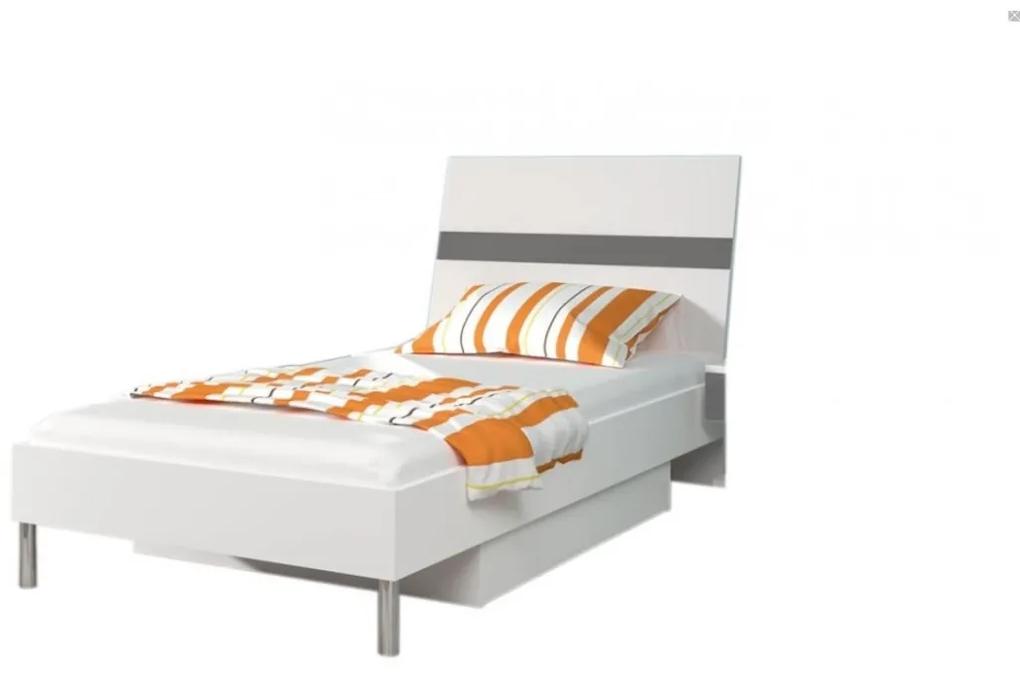 Detská posteľ RAJ P1, 90x200, biela/sivá lesk