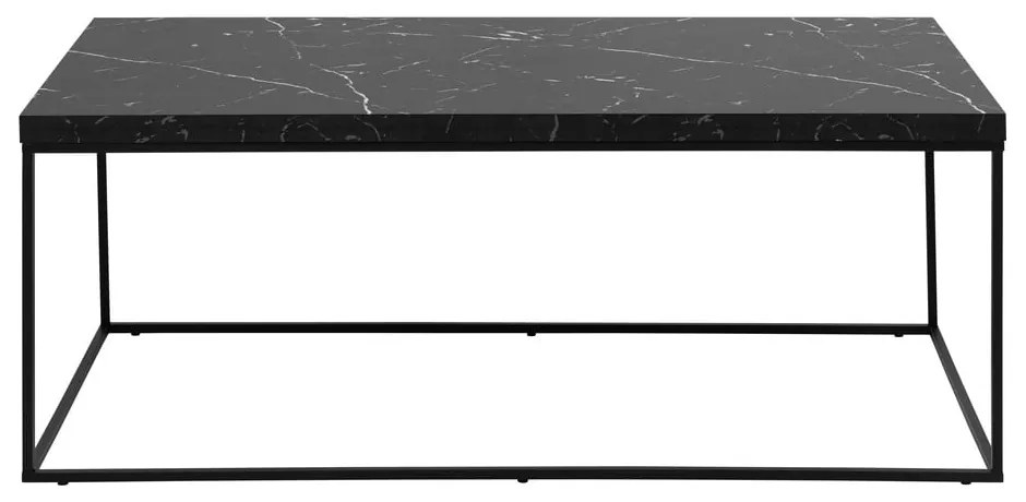 Čierny konferenčný stolík s doskou v dekore mramoru 55x110 cm Barossa – Actona