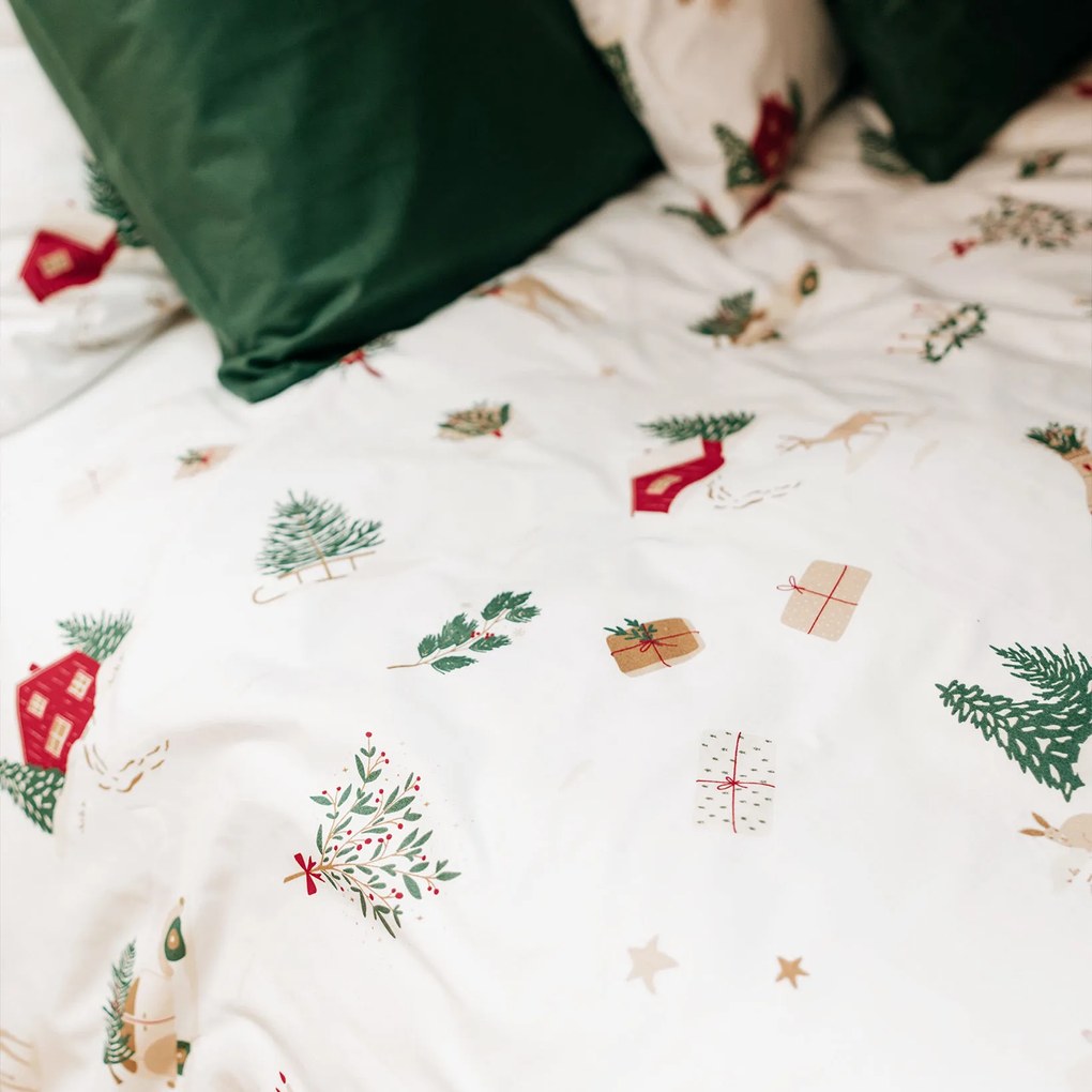 Goldea vianočné bavlnené posteľné obliečky - tradičné vianoce 140 x 200 a 70 x 90 cm