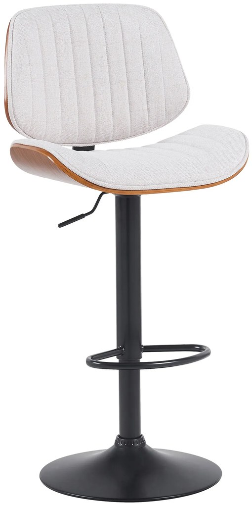 Barová stolička Clawson - látka, čierny rám - orech/krémová