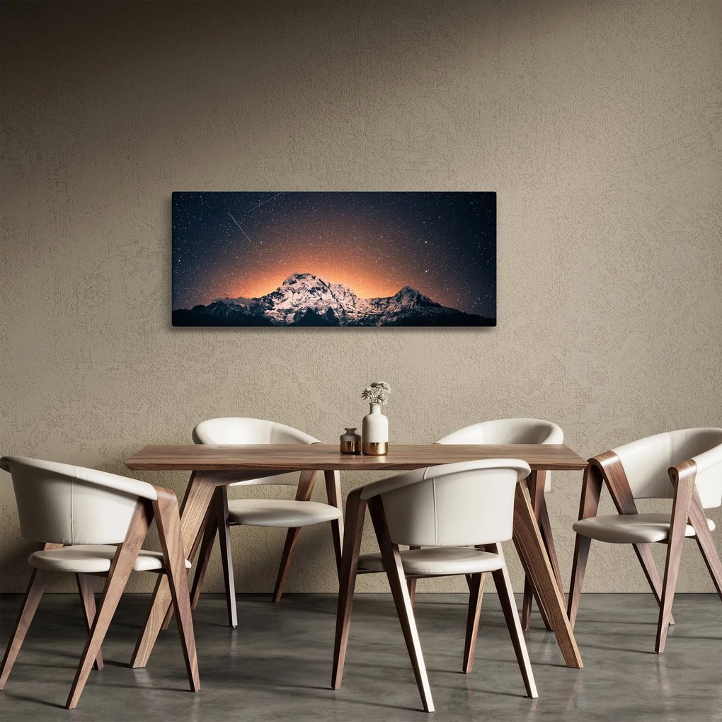 Obraz nočnej oblohy s horou (120x50 cm)