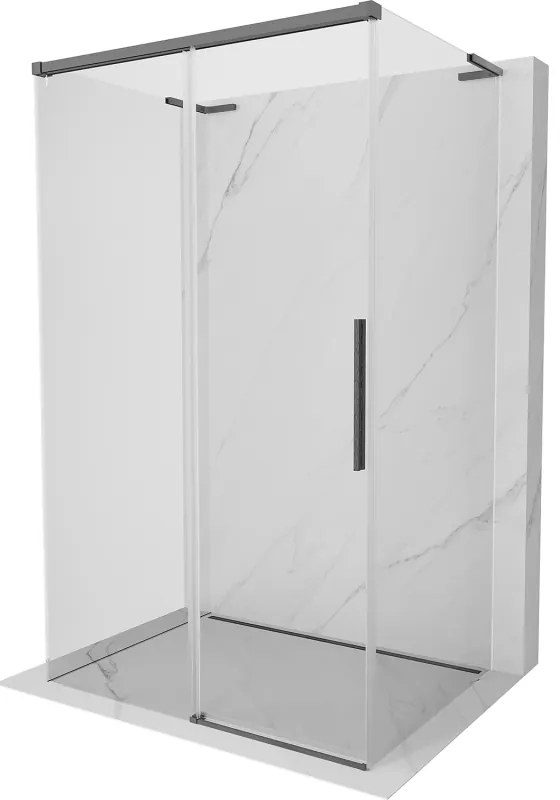Mexen Rox-3SL, 3-stenný posuvný sprchový kút 150 x 95 cm, 8mm číre sklo, brúsený grafit profil, 8C2L-150-095-66-00-3S