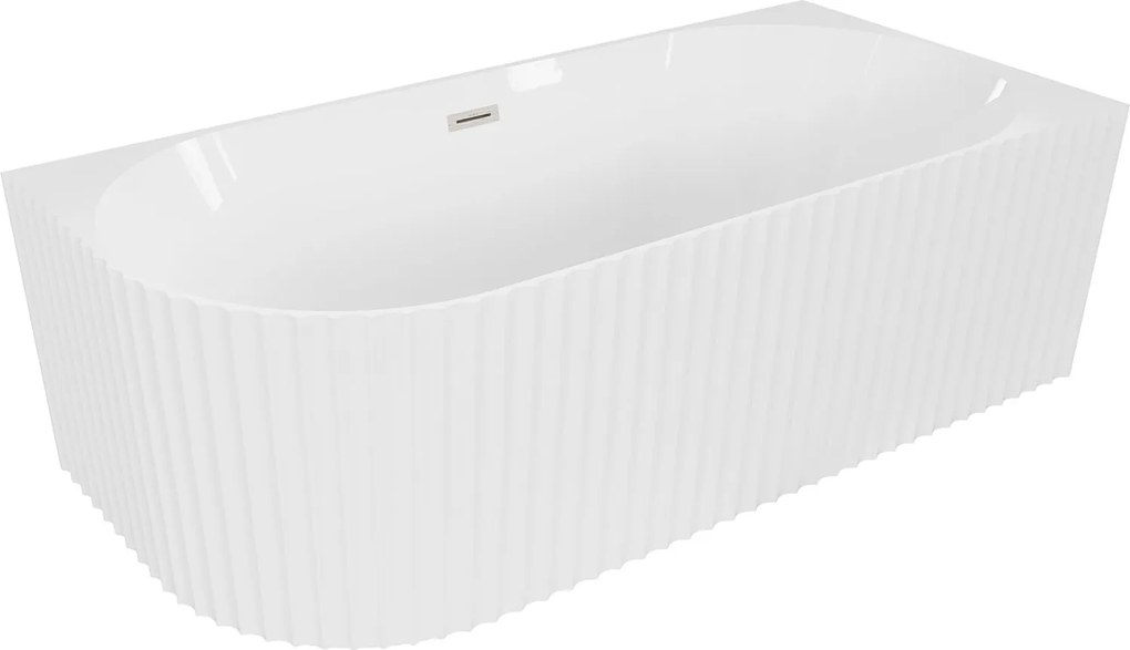 Mexen Gia Rohová Vaňa 170x80cm Biela Lesklá, Brúsený Nikel