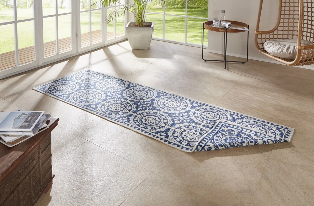 Hanse Home, Behúň Twin Supreme 104130 Blue/Cream – na von aj na doma, 80x350, modrá, chodba / predsieň