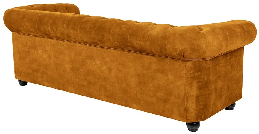 Dizajnová trojsedačka Chesterfield 205 cm horčicový zamat
