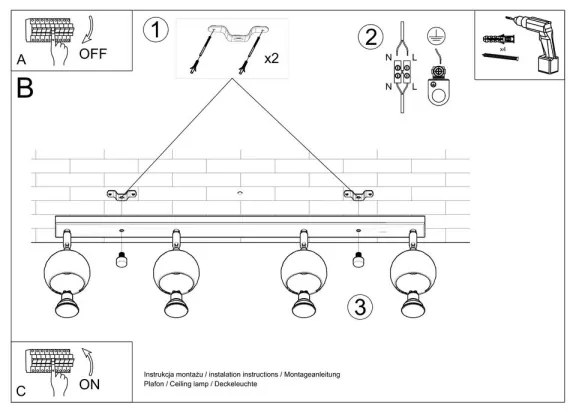 Sollux SL.0441 - Stropné bodové svietidlo OCULARE 4xGU10/10W/230V