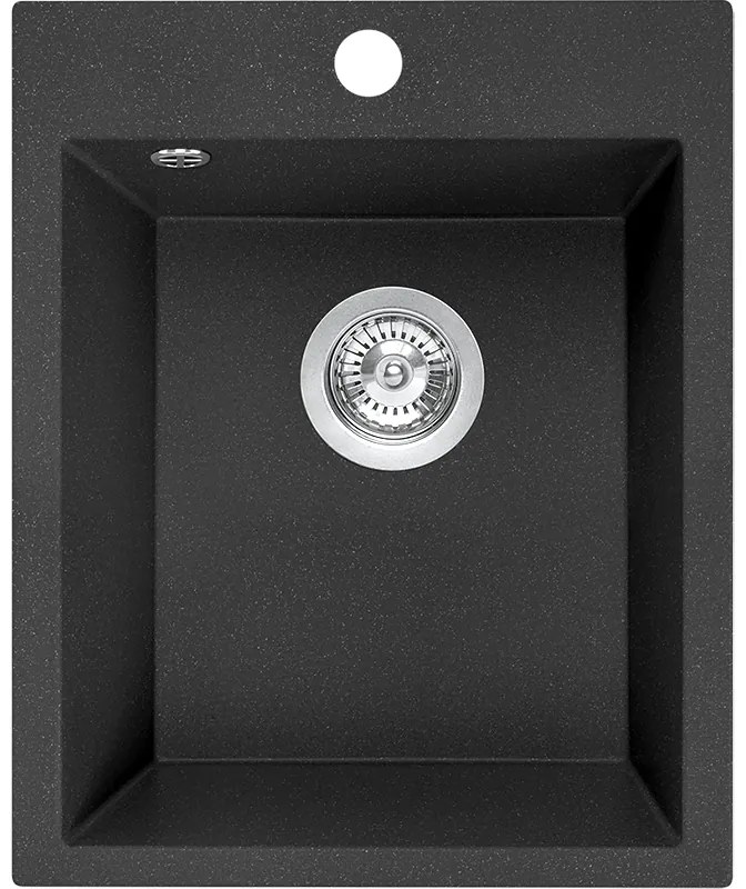 Laveo Chichi, 1-komorový granitový drez 390x480x205 mm, čierna, LAV-SBH_710T