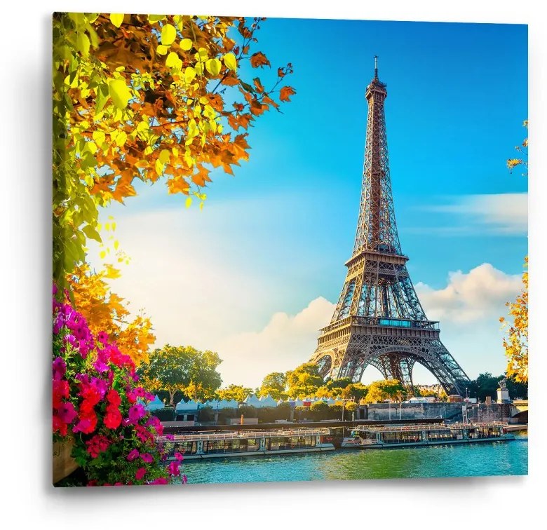 Sablio Obraz Paríž Eiffelova veža Flowers - 50x50 cm