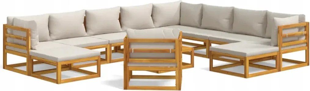 vidaXL 12-dielna záhradná sedacia súprava, svetlosivé vankúše