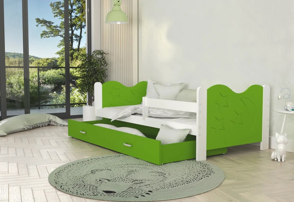 Detská posteľ MIKOLAJ P1 COLOR + matrac + rošt ZADARMO, 160x80, sivá/biela
