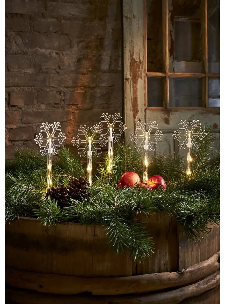 Vianočná vonkajšia svetelná LED dekorácia Star Trading Wandy Snowflake, výška 25 cm