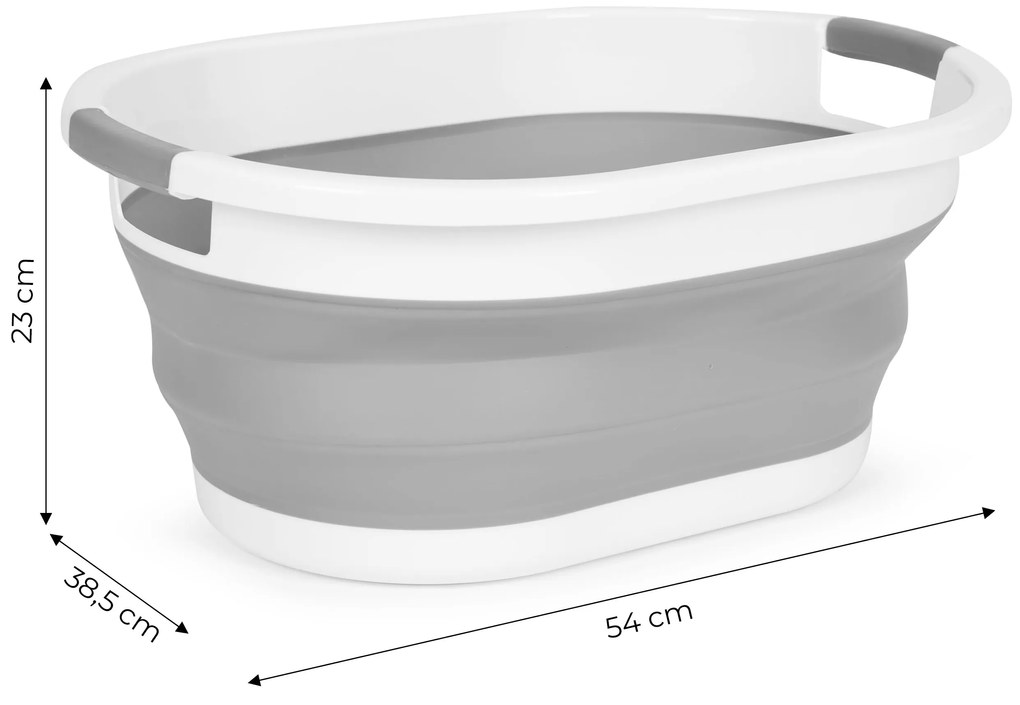Skladací kôš na bielizeň, silikónová misa, bielo-sivá, 20 l, ModernHome