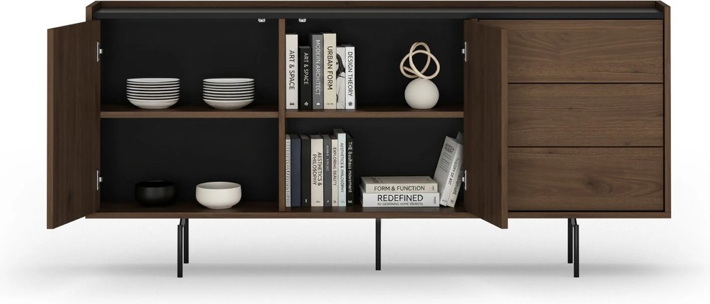 Elegantná komoda Zenar 170 cm so zásuvkami - orech / čierna