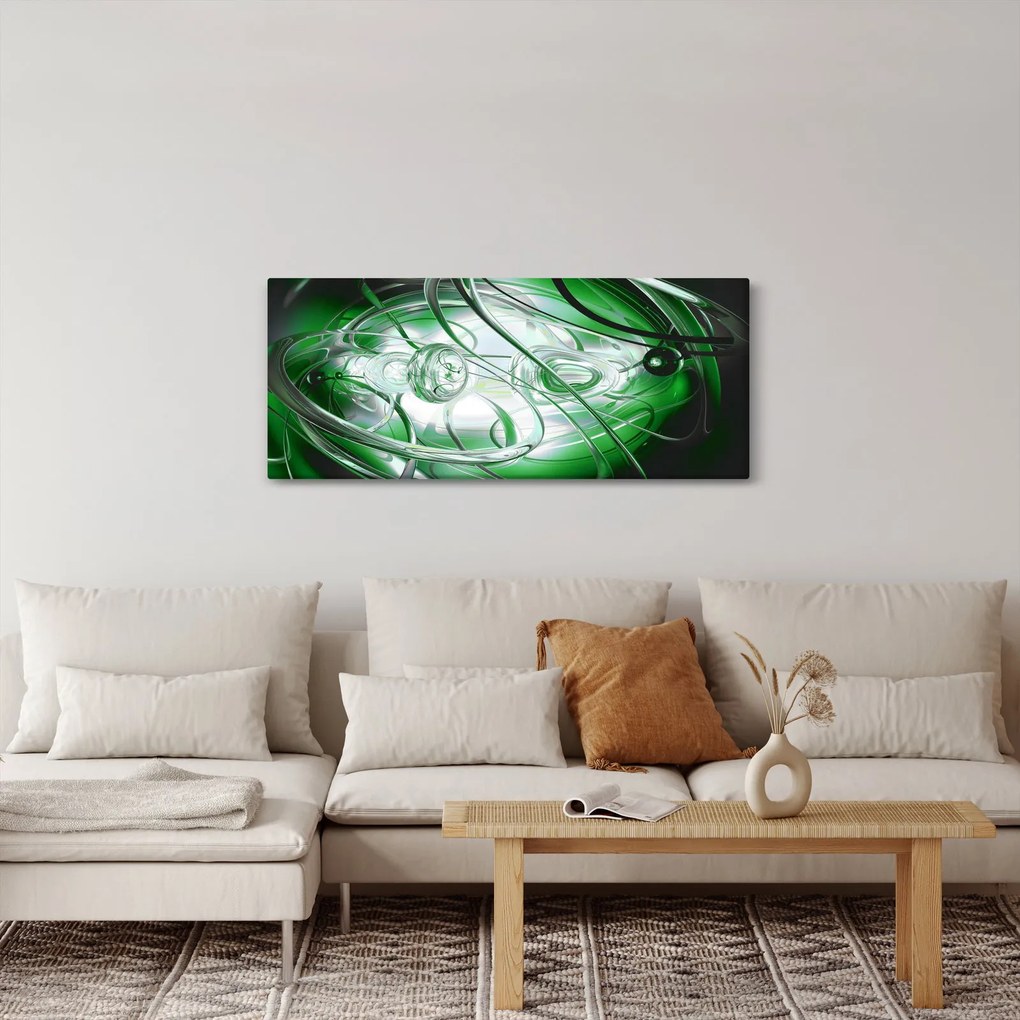 Zelený abstraktný obraz (120x50 cm)