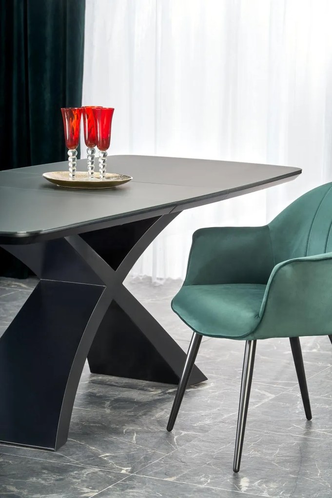 Rozkladací jedálenský stôl Silvestro 180/220 cm sivý/čierny