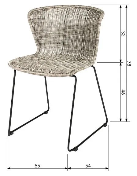 Ratanová stolička / set 2 ks 78 × 55 × 54 cm
