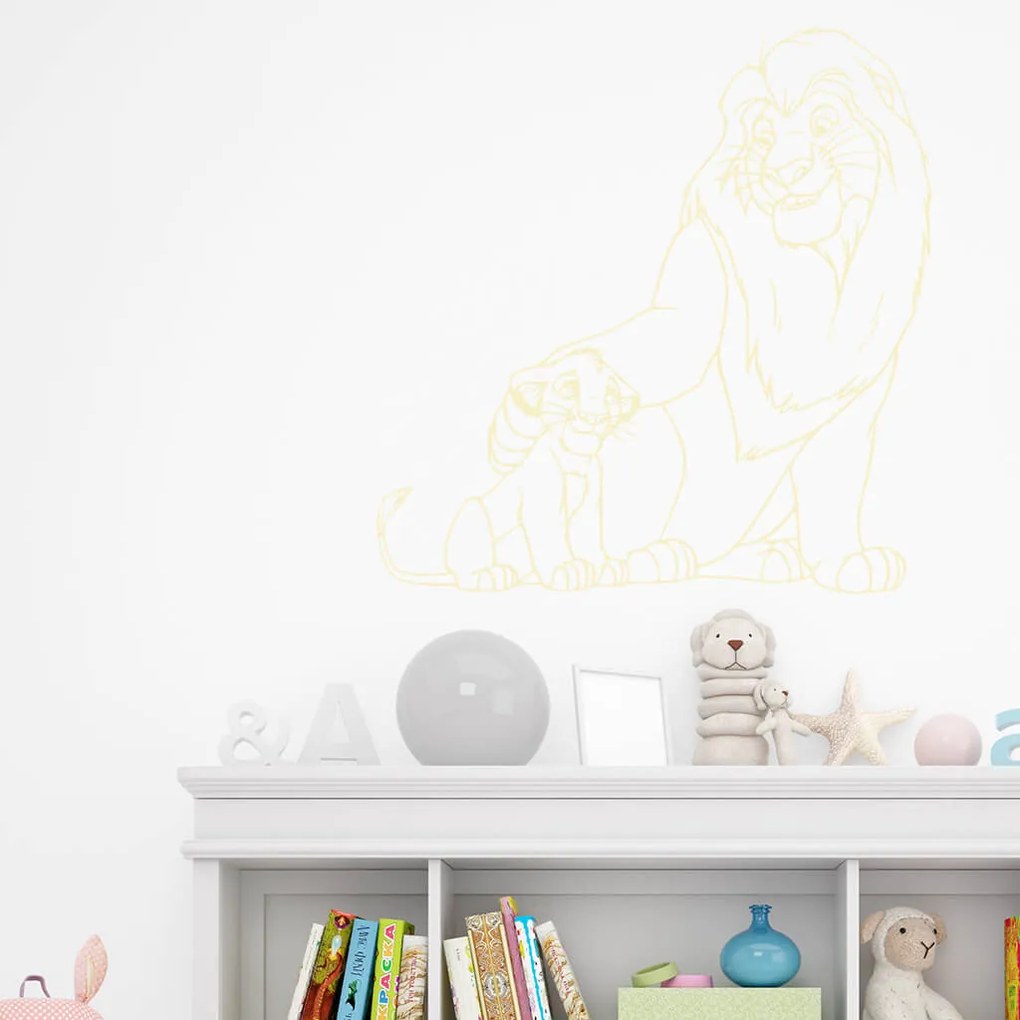 Veselá Stena Samolepka Mufasa a Simba Leví kráľ Farba: oranžová, Veľkosť: 100 x 101 cm