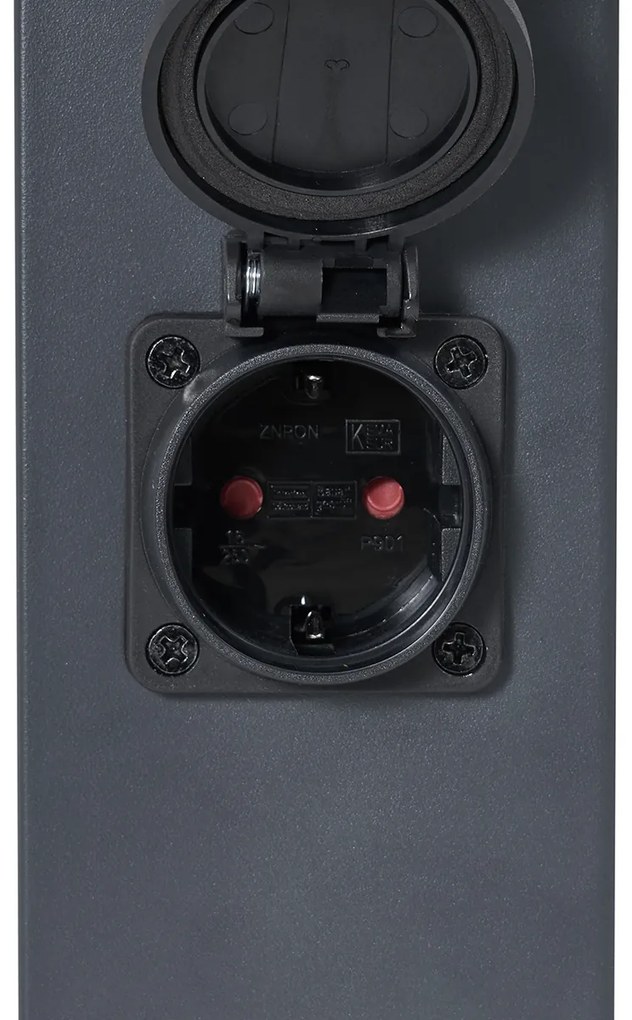 Vonkajšia lampa tmavosivá s dymovým sklom 80 cm IP44 so zásuvkou a snímačom pohybu - Malios