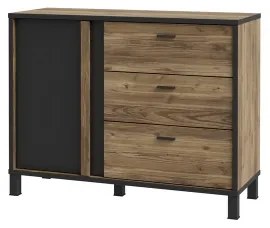 Komoda s zásuvkami OREN hnedá/čierna